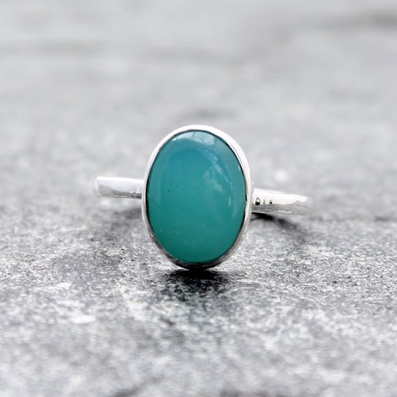 peruvian blue opal alternative engagement ring