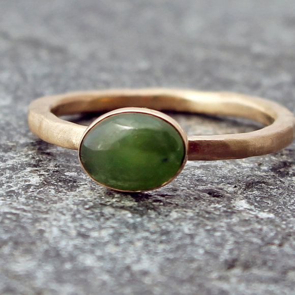 Canadian nephrite jade & gold alternative engagement ring