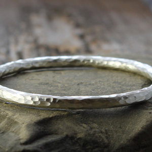chunky artisan hammered sterling silver bangle, made to order