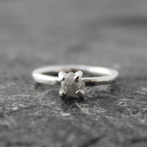 Raw Diamond Ring with Sterling Silver, neva murtha jewelry, sunshine coast bc jewelry