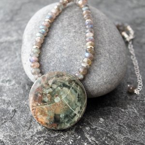 Morrisonite Jasper Moon Necklace, neva murtha jewelry, sunshine coast bc jewelry