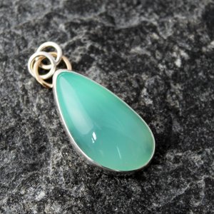 Chrysoprase Necklace with Sterling Silver and 14K Gold