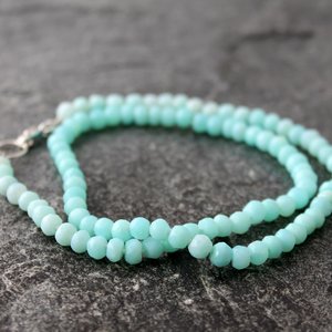 Knotted Peru Blue Opal Necklace, neva murtha jewelry, sunshine coast bc jewelry