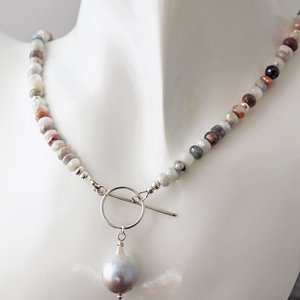Sapphire and Pearl Necklace, neva murtha jewelry, sunshine coast bc jewelry