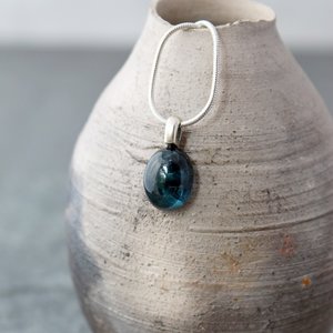 Indicolite Blue Tourmaline Necklace with Sterling Silver Bail