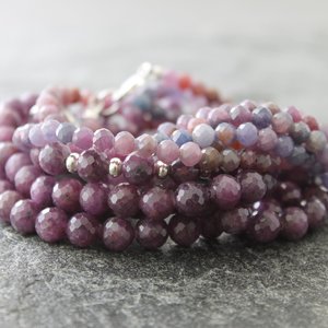 Pink and Purple Sapphire Stretch Bracelet 