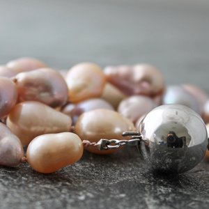 Pink Freshwater Pearl Necklace, neva murtha jewelry, sunshine coast bc jewelry