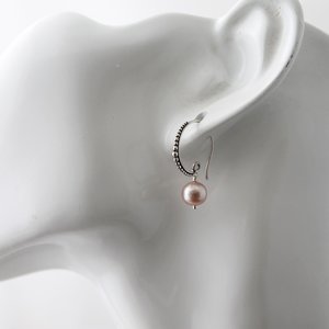Pink Freshwater Edison Pearl Earrings with Sterling Silver Bali Ball Ear Wires