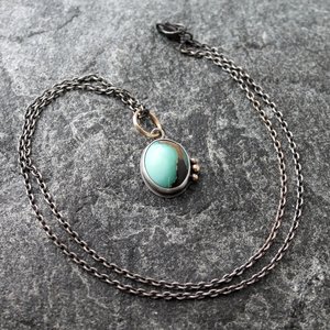 Desert Bloom Variscite Necklace with 14K Gold and Oxidized Silver