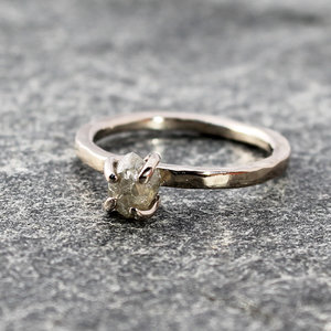 Raw Diamond Ring with White Gold, neva murtha jewelry, sunshine coast bc jewelry