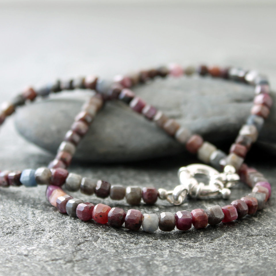 Earthy Umba Sapphire Necklace with Sterling Silver