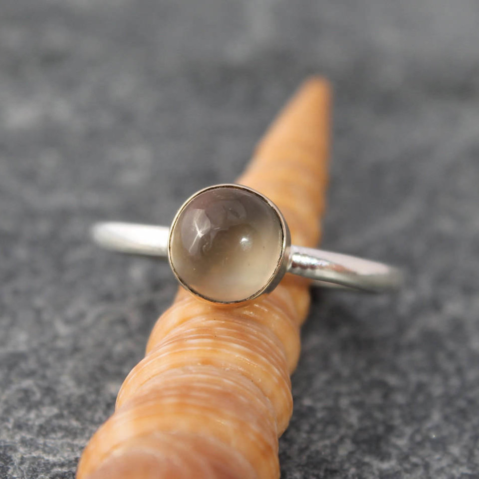 Green Moonstone Ring with Silver or 14k Gold