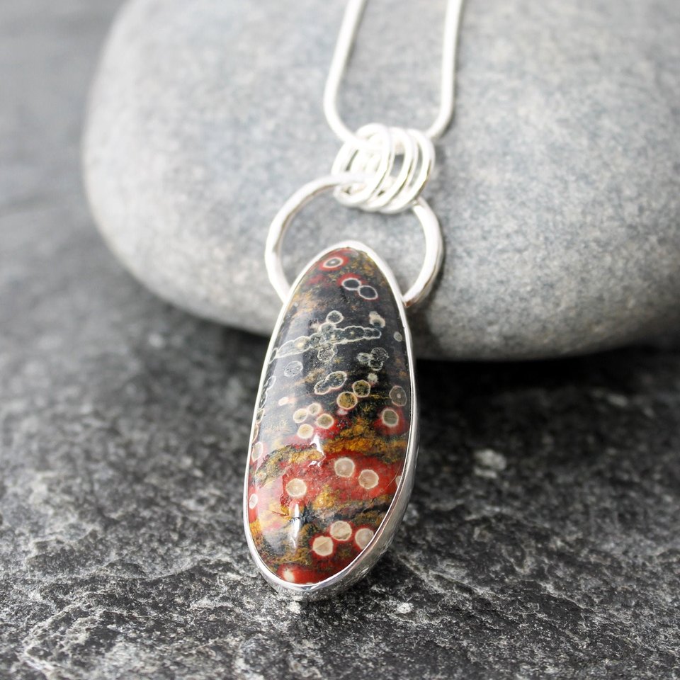 Black Guadalupe Poppy Jasper Necklace, neva murtha jewelry, sunshine coast bc jewelry