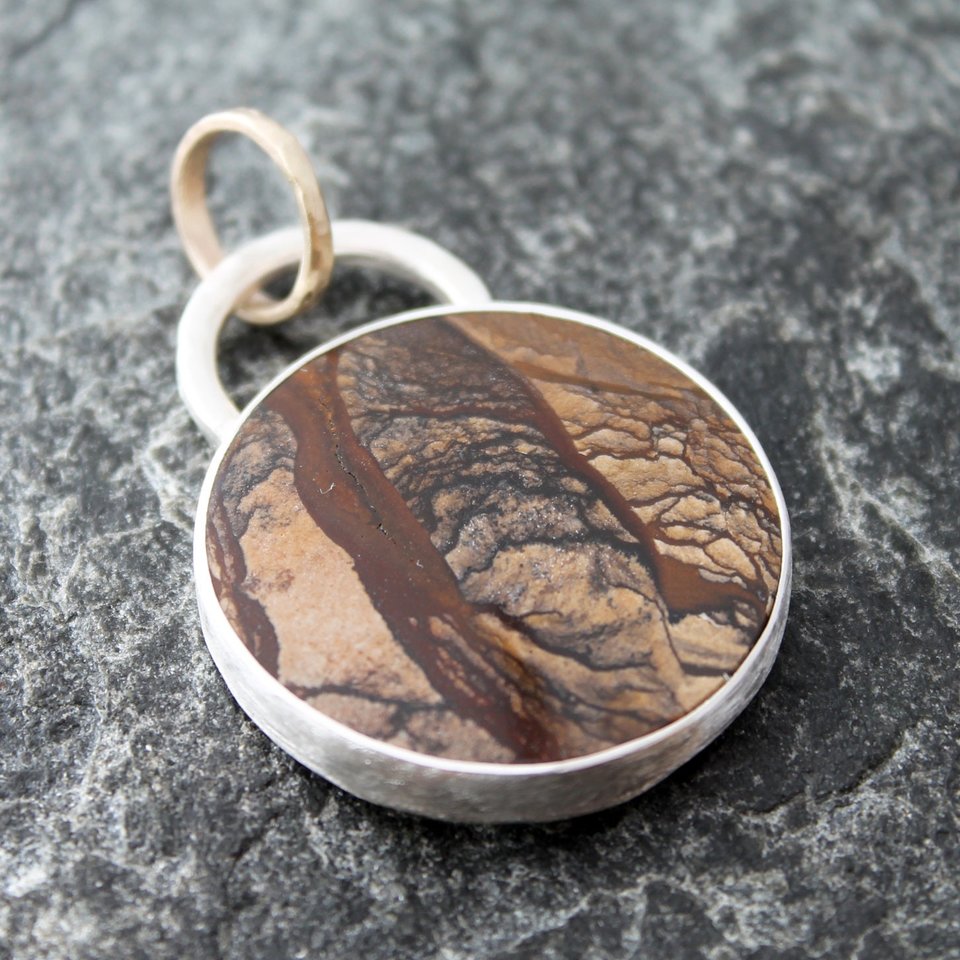 Deschutes Jasper Necklace with Silver and 10K Gold