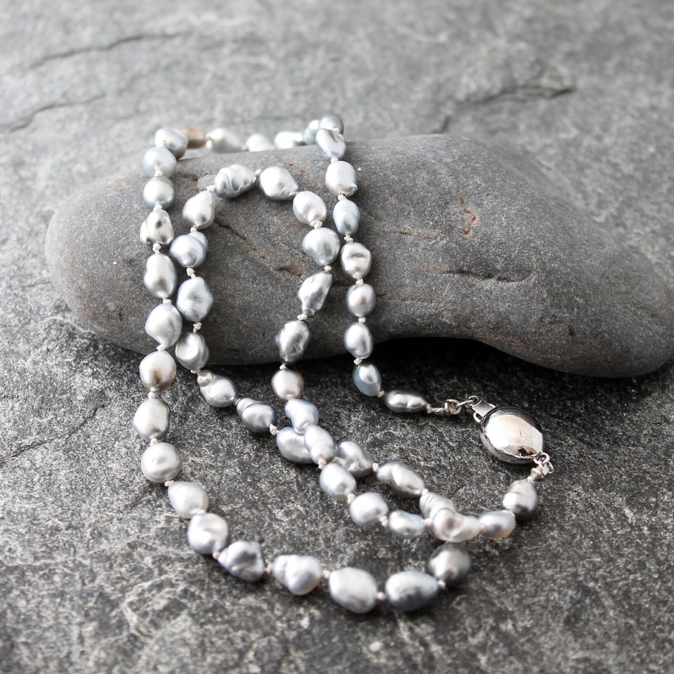Tahitian keshi pearl necklace, neva murtha jewelry, jewelry handmade in British Columbia, Sunshine Coast bc jewelry