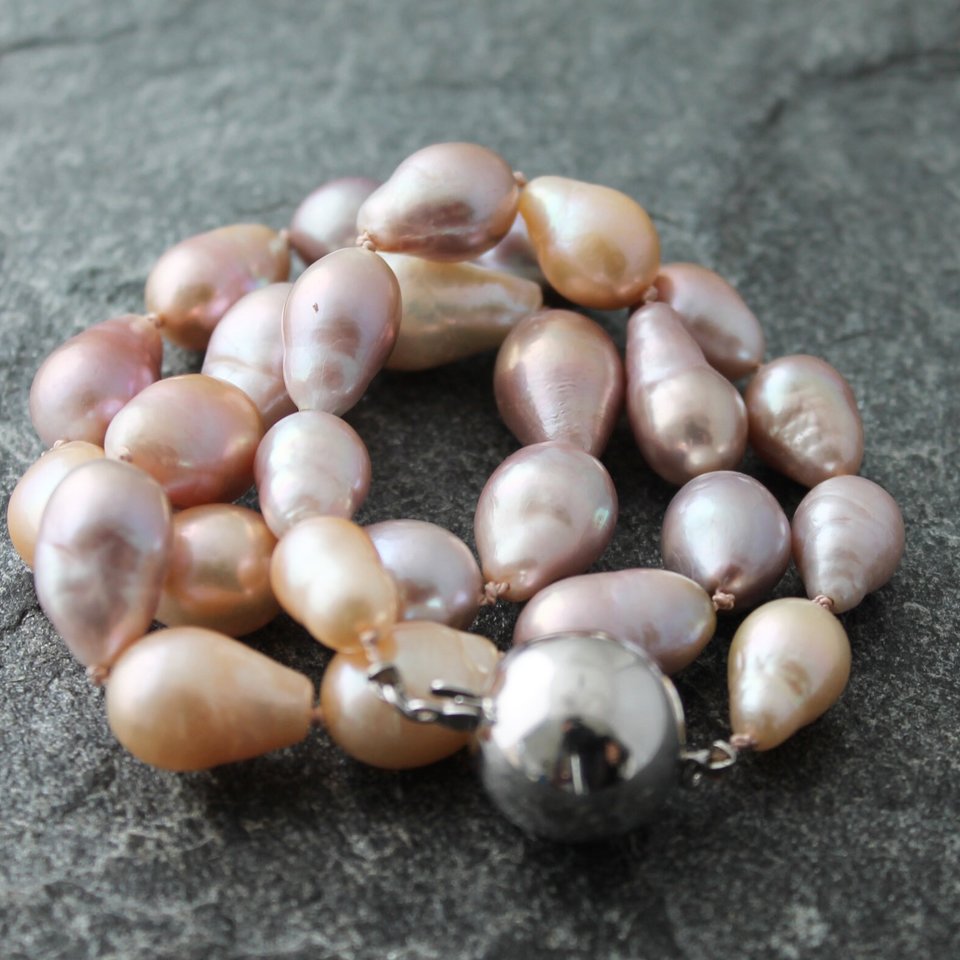 Pink Pearl Necklace, neva murtha jewelry, sunshine coast bc jewelry
