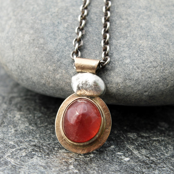 Strawberry Quartz Necklace by the Spiral River