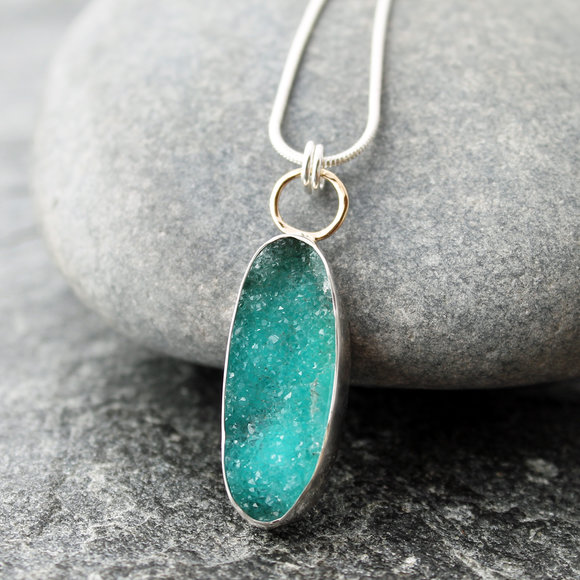 Chrysocolla Druzy Necklace by the Spiral River