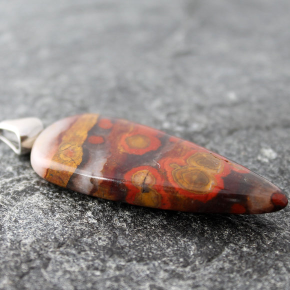 Hand Cut Morgan Hill Poppy Jasper Pendant by the Spiral River