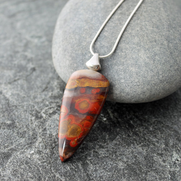 Hand Cut Morgan Hill Poppy Jasper Necklace by the Spiral River