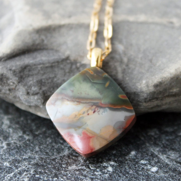 hand cut morrisonite jasper pendant