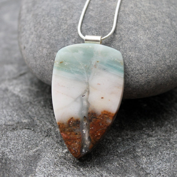 BC Ocean Picture Stone Necklace, Hand Cut by the Spiral River