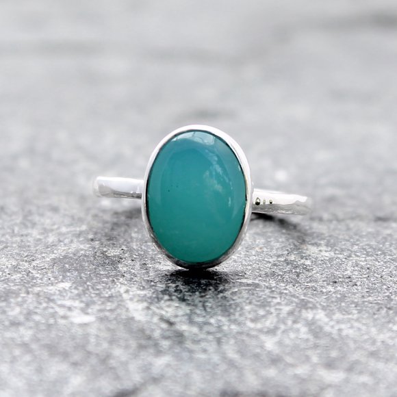 peruvian blue opal alternative engagement ring