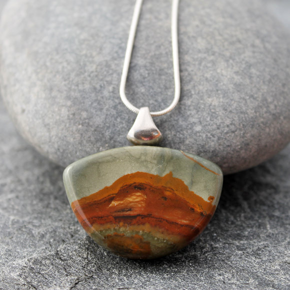 Rocky Butte Picture Jasper Necklace, Hand Cut in the Spiral River