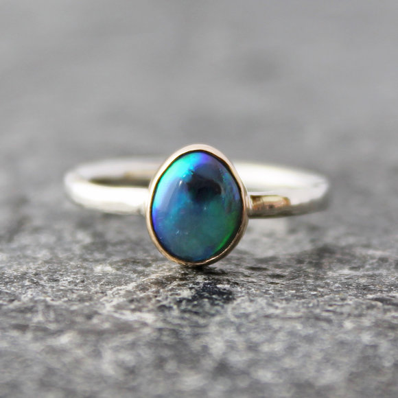 lightning ridge black opal alternative engagement ring