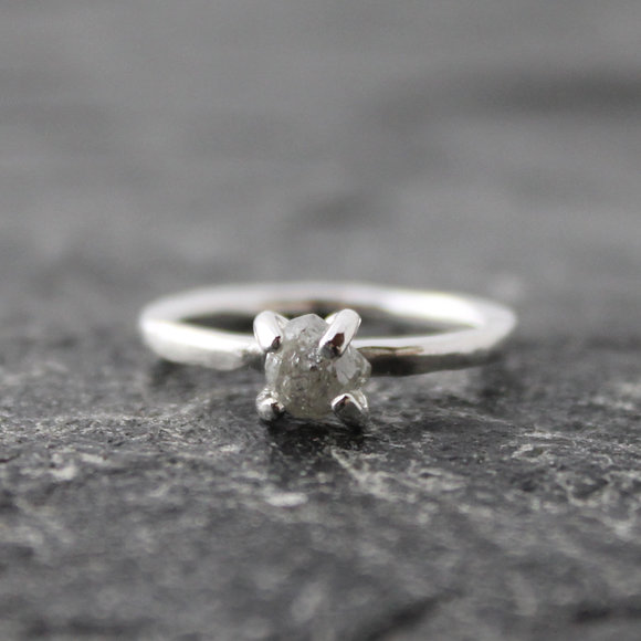 raw uncut diamond alternative engagement ring