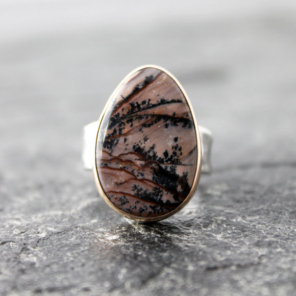 blue biggs jasper tear drop ring