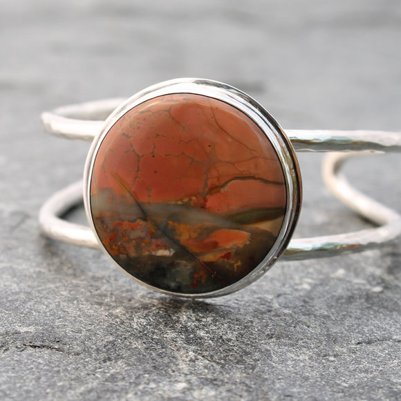 Red Moon Morrisonite Jasper Cuff, Hand Cut in the Spiral River