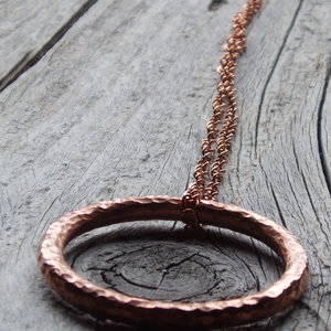 hammered copper circle necklace as seen in ACF