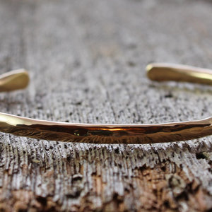 artisan hand forged and hammered 14k gold cuff