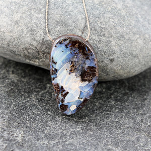 minimalist boulder opal necklace with sterling silver