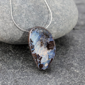 boulder opal necklace with delicate sterling silver chain