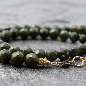 Faceted Canadian Nephrite Jade and Gold-Filled Necklace