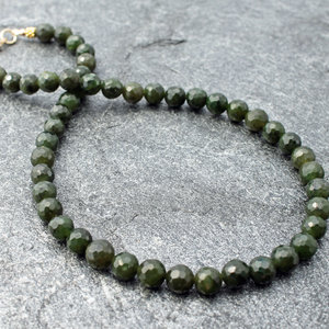 Faceted Canadian Nephrite Jade and Gold-Filled Necklace