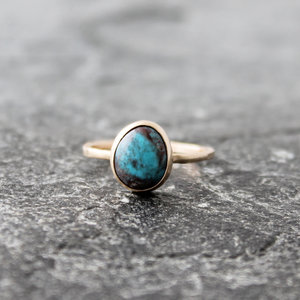 smoky bisbee turquoise ring, neva murtha jewelry, sunshine coast bc jewelry