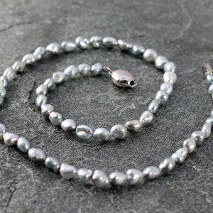 Tahitian Keshi Pearl Necklace with 14k White Gold Clasp, 16.75"