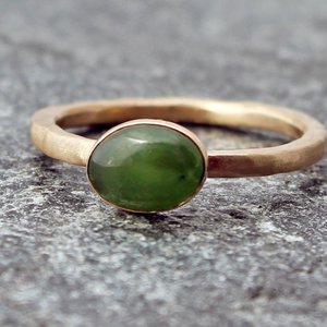 Canadian Nephrite Jade and Gold Ring, neva murtha jewelry, sunshine coast BC jewelry