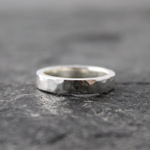 4mm hammered sterling silver wedding band, neva murtha jewelry, sunshine coast bc jewelry