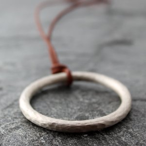 Large Artisan Hammered Sterling Silver Circle Necklace