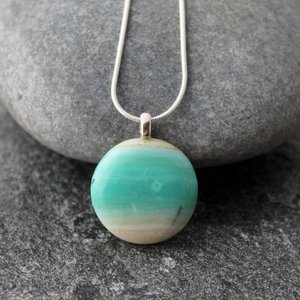 Indonesia Blue Opal Wood Necklace