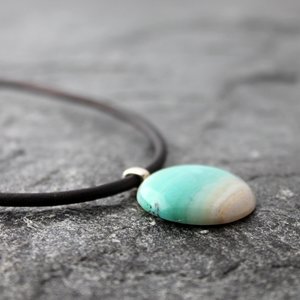 Indonesia Blue Opal Wood Necklace