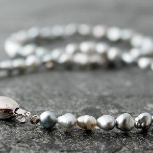Tahitian Keshi Pearl Necklace with 14k White Gold Clasp, 16.75"