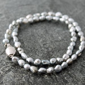 Tahitian Keshi Pearl Necklace with 14k White Gold Clasp, 16.75"