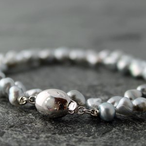 Tahitian Keshi Pearl Necklace with 14k White Gold Clasp, 16.75"