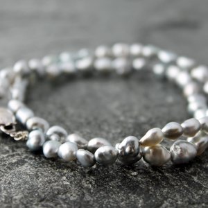 Tahitian Keshi Pearl Necklace with 14k White Gold Clasp, 16.75"