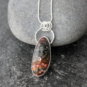 Black Guadalupe Poppy Jasper Necklace with Sterling Silver